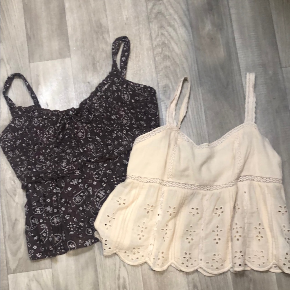 American Eagle Outfitters Black and Cream Camisoles
